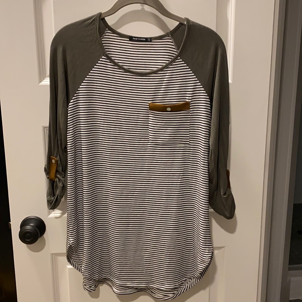 Pink Clover Madelene Roll Tab Knit Top